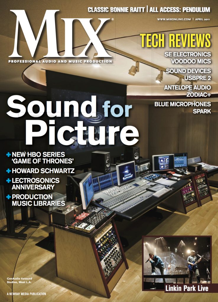 Astound Studios Mix Magazine Cover April 2011 April